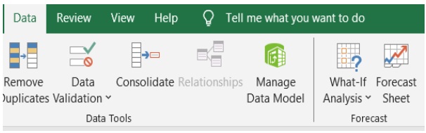 data tab in excel